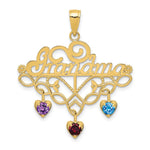 10K GRANDMA Birthstone Charm Holder Pendant - Product Photo