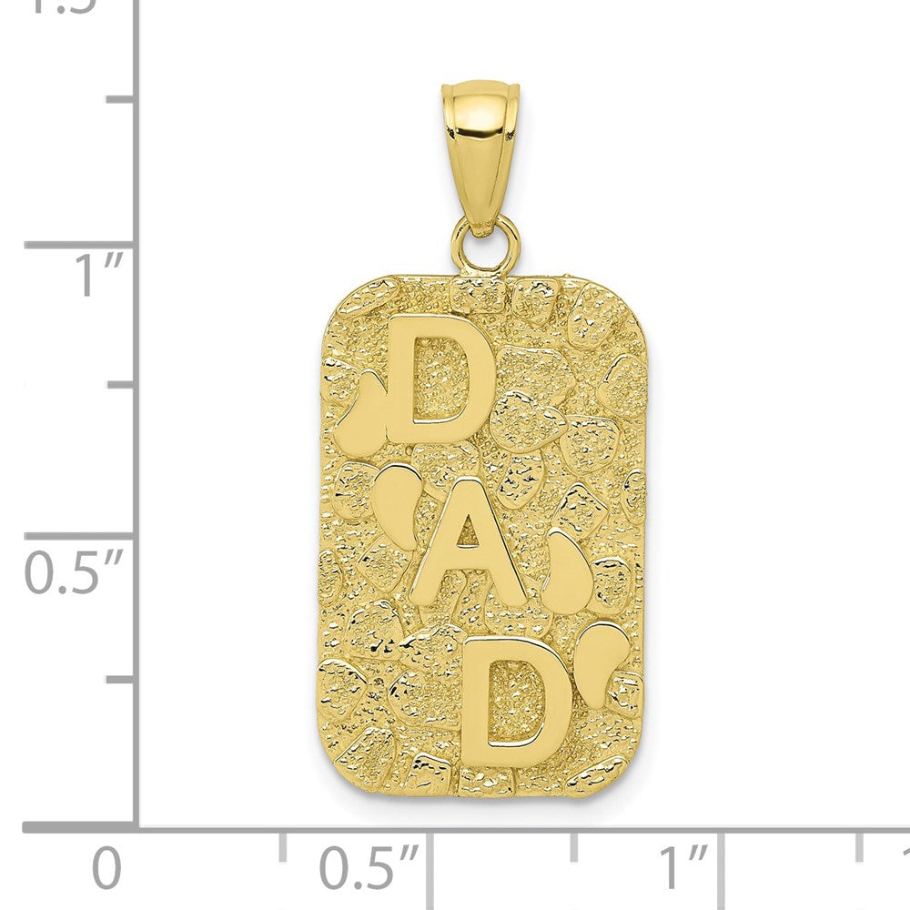 10K DAD Gold Nugget Dog Tag Pendant - Product Photo