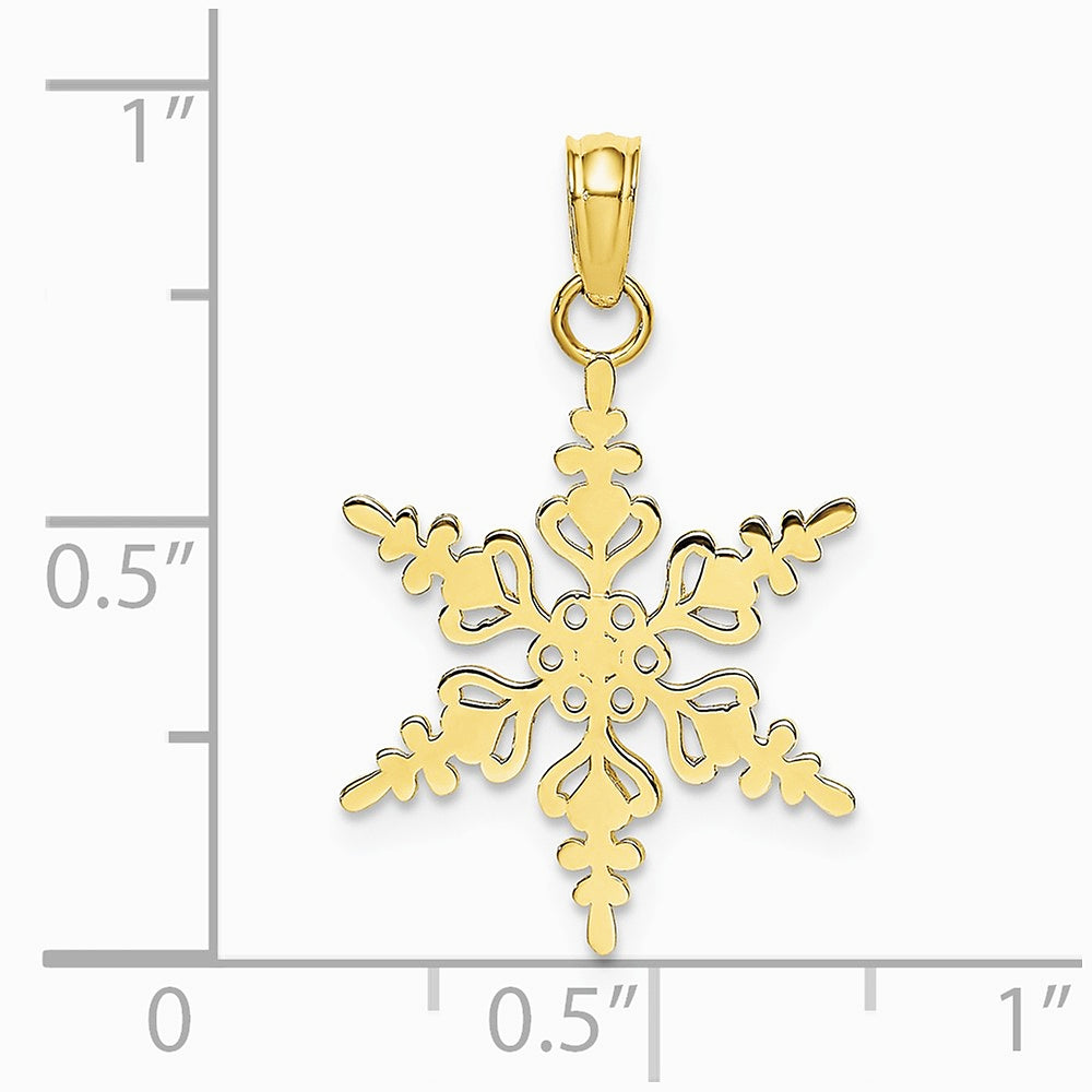 10K / 14K Yellow Gold Polished Snowflake Charm - Product Photo