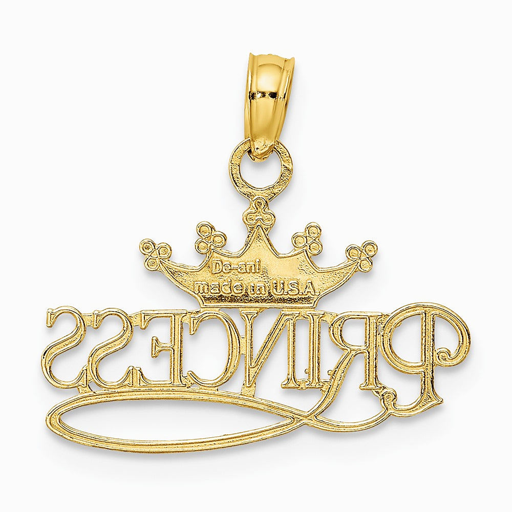 10K / 14K Yellow with Rhodium with Rhodium PRINCESS with White Crown Charm - Product Photo