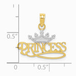 10K / 14K Yellow with Rhodium with Rhodium PRINCESS with White Crown Charm - Product Photo