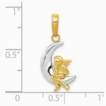 10K / 14K Yellow with Rhodium & Rhodium Polished Moon w/ Angel Pendant - Product Photo