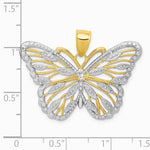 10K / 14K Yellow with Rhodium W/Rhodium Butterfly Pendant - Product Photo