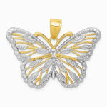 10K / 14K Yellow with Rhodium W/Rhodium Butterfly Pendant - Product Photo