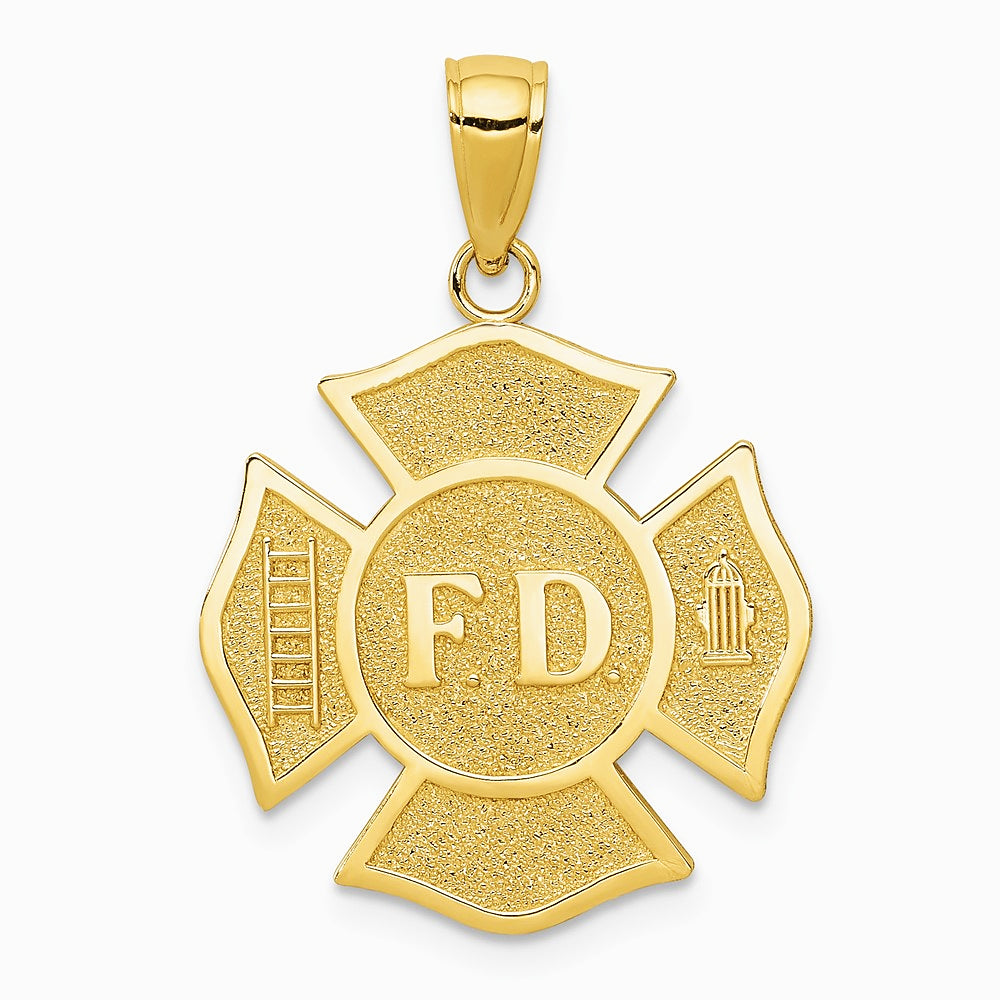 10K / 14K Yellow Gold Fire Dept. Maltese Cross Pendant - Product Photo