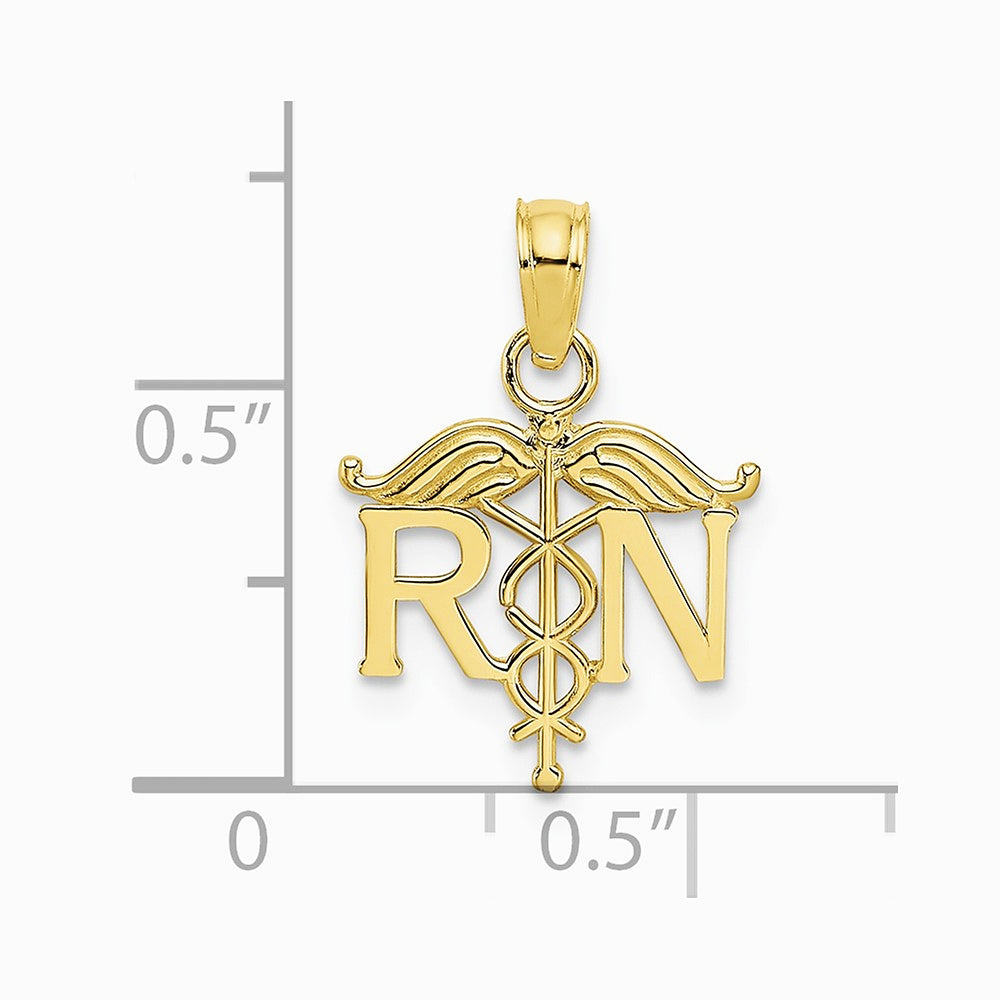 10K / 14K Yellow Gold Registered Nurse Pendant - Product Photo