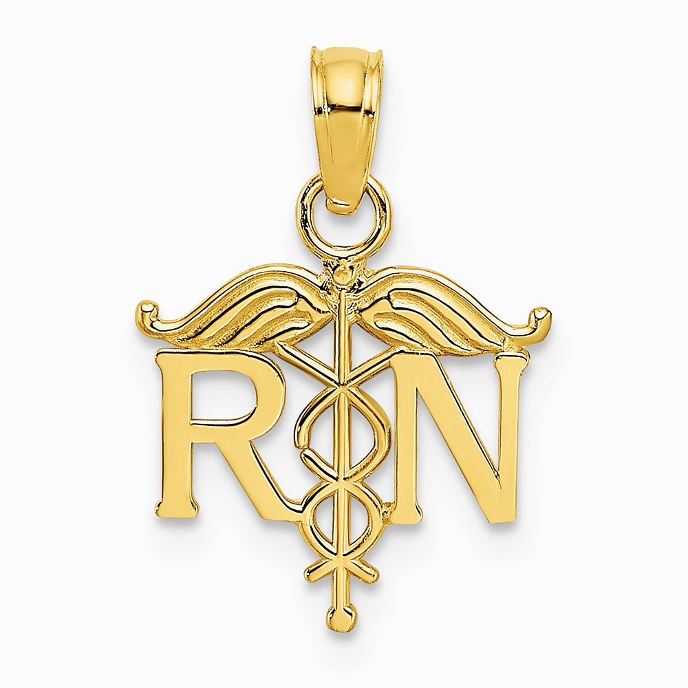10K / 14K Yellow Gold Registered Nurse Pendant