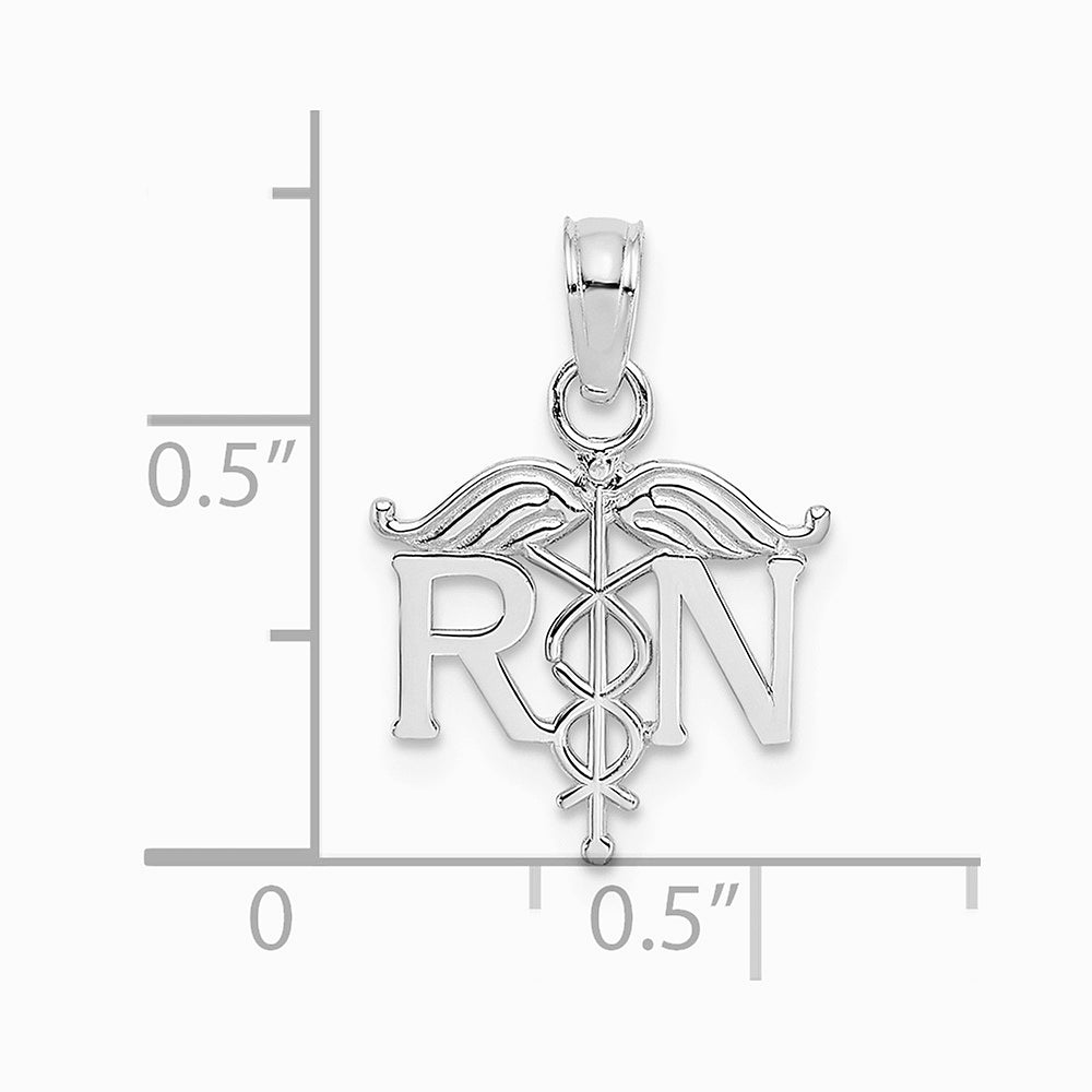 10K / 14K White Gold Registered Nurse Pendant - Product Photo