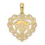 10K / 14K Yellow Gold Registered Nurse Heart Pendant - Product Photo
