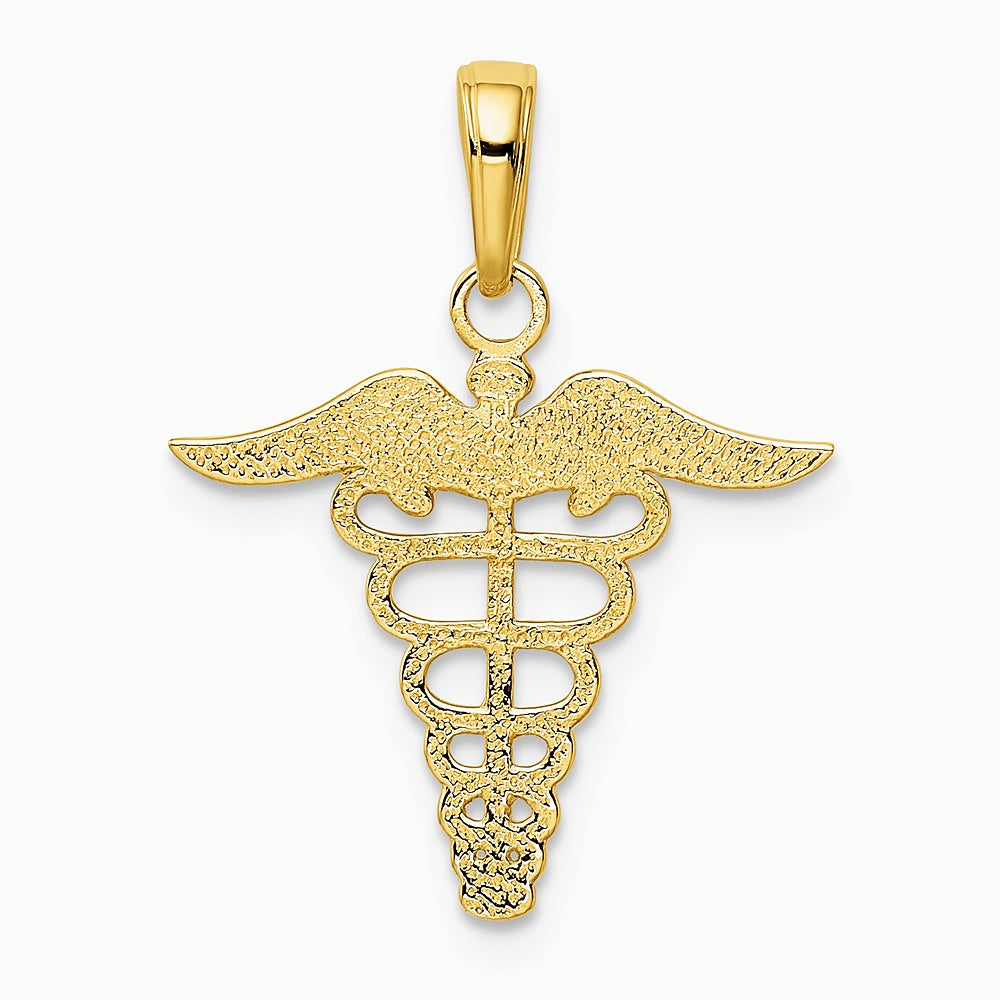 10K / 14K Yellow Gold Caduceus Pendant - Product Photo