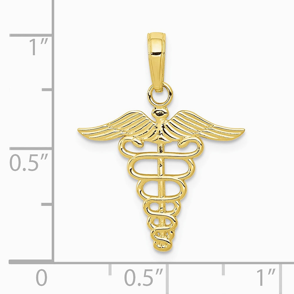 10K / 14K Yellow Gold Caduceus Pendant - Product Photo