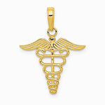 10K / 14K Yellow Gold Caduceus Pendant - Product Photo