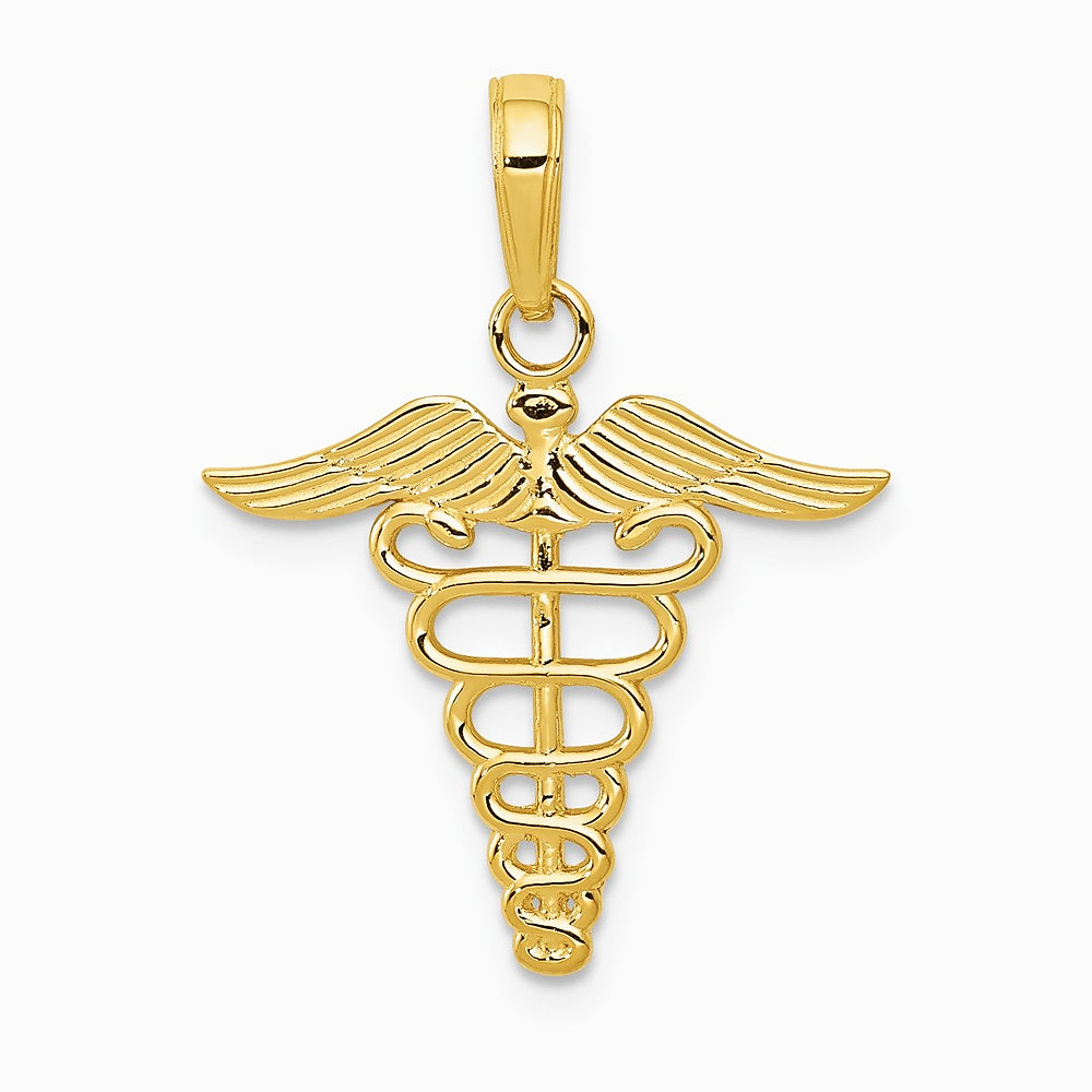 10K / 14K Yellow Gold Caduceus Pendant - Product Photo
