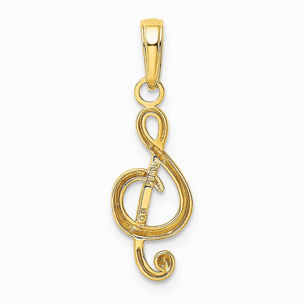 10K / 14K Yellow Gold Treble Clef Pendant - Product Photo