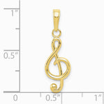 10K / 14K Yellow Gold Treble Clef Pendant - Product Photo
