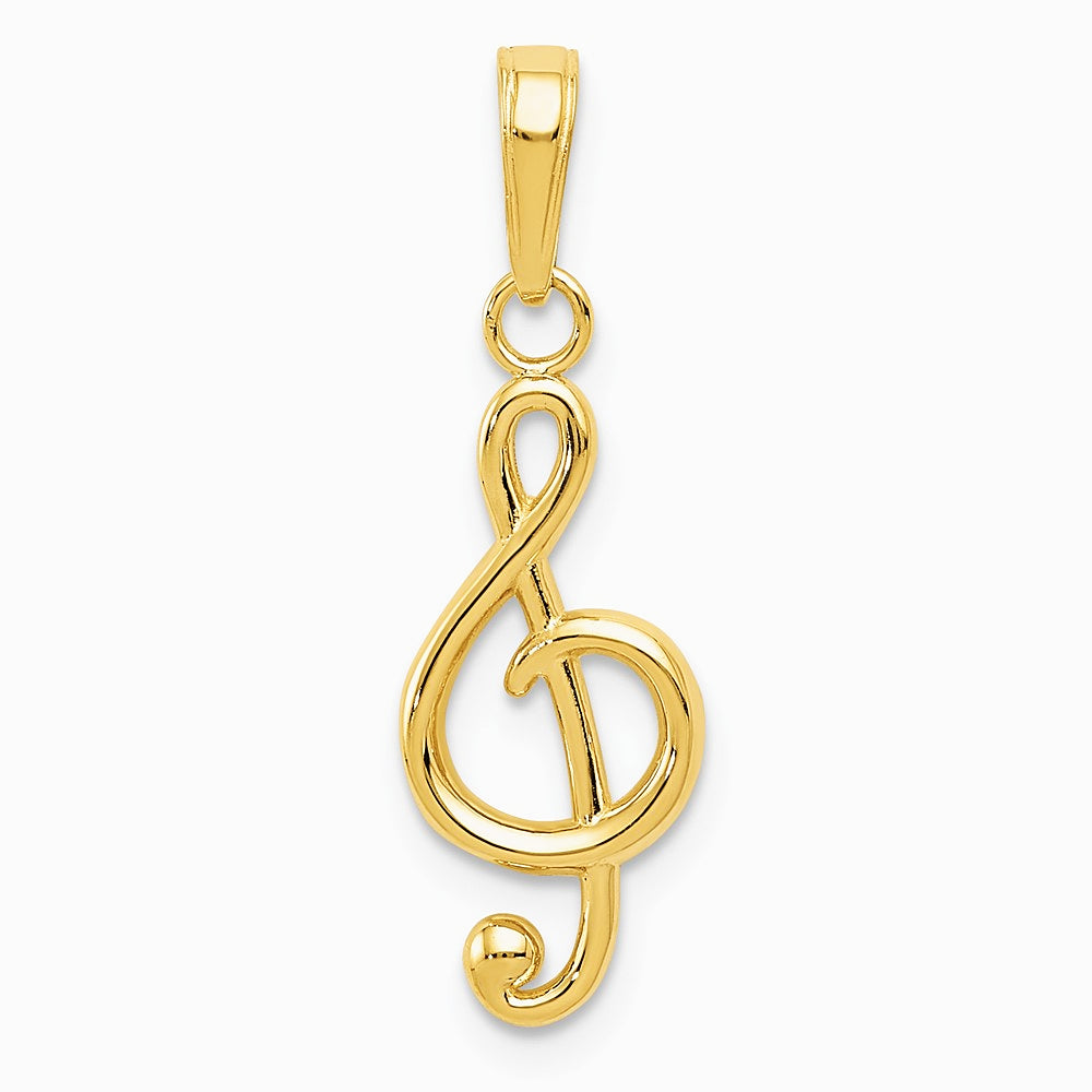10K / 14K Yellow Gold Treble Clef Pendant - Product Photo