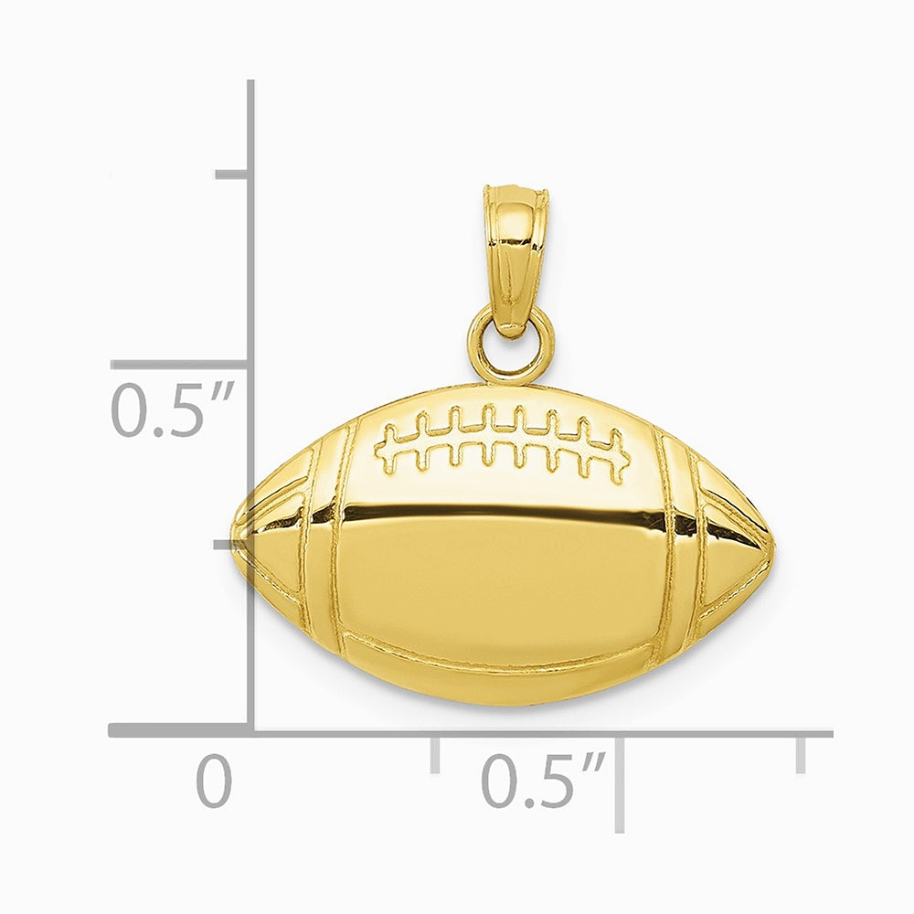 10K / 14K Yellow Gold Football Pendant - Product Photo