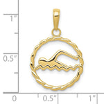 10K / 14K Yellow Gold Swimming Inside Frame Pendant - Product Photo