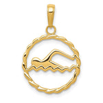 10K / 14K Yellow Gold Swimming Inside Frame Pendant - Product Photo