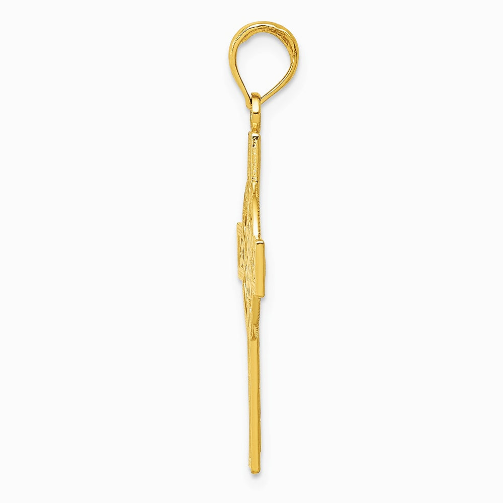 10K / 14K Yellow Gold Diamond-cut Celtic Cross Pendant - Product Photo