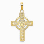 10K / 14K Yellow Gold Diamond-cut Celtic Cross Pendant - Product Photo