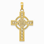 10K / 14K Yellow Gold Diamond-cut Celtic Cross Pendant - Product Photo