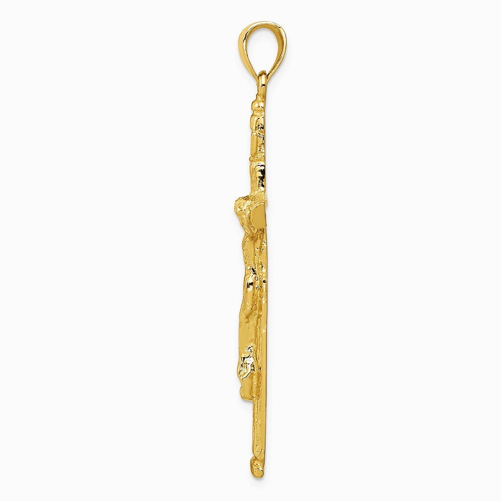 10K / 14K Yellow Gold INRI Crucifix Pendant - Product Photo