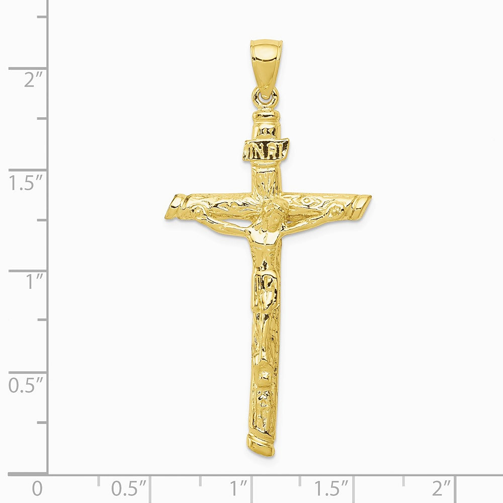 10K / 14K Yellow Gold INRI Crucifix Pendant - Product Photo