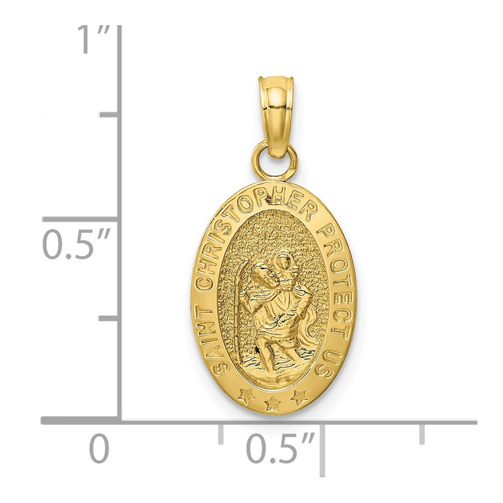 10K / 14K Yellow Gold Saint Christopher Medal Pendant - Product Photo