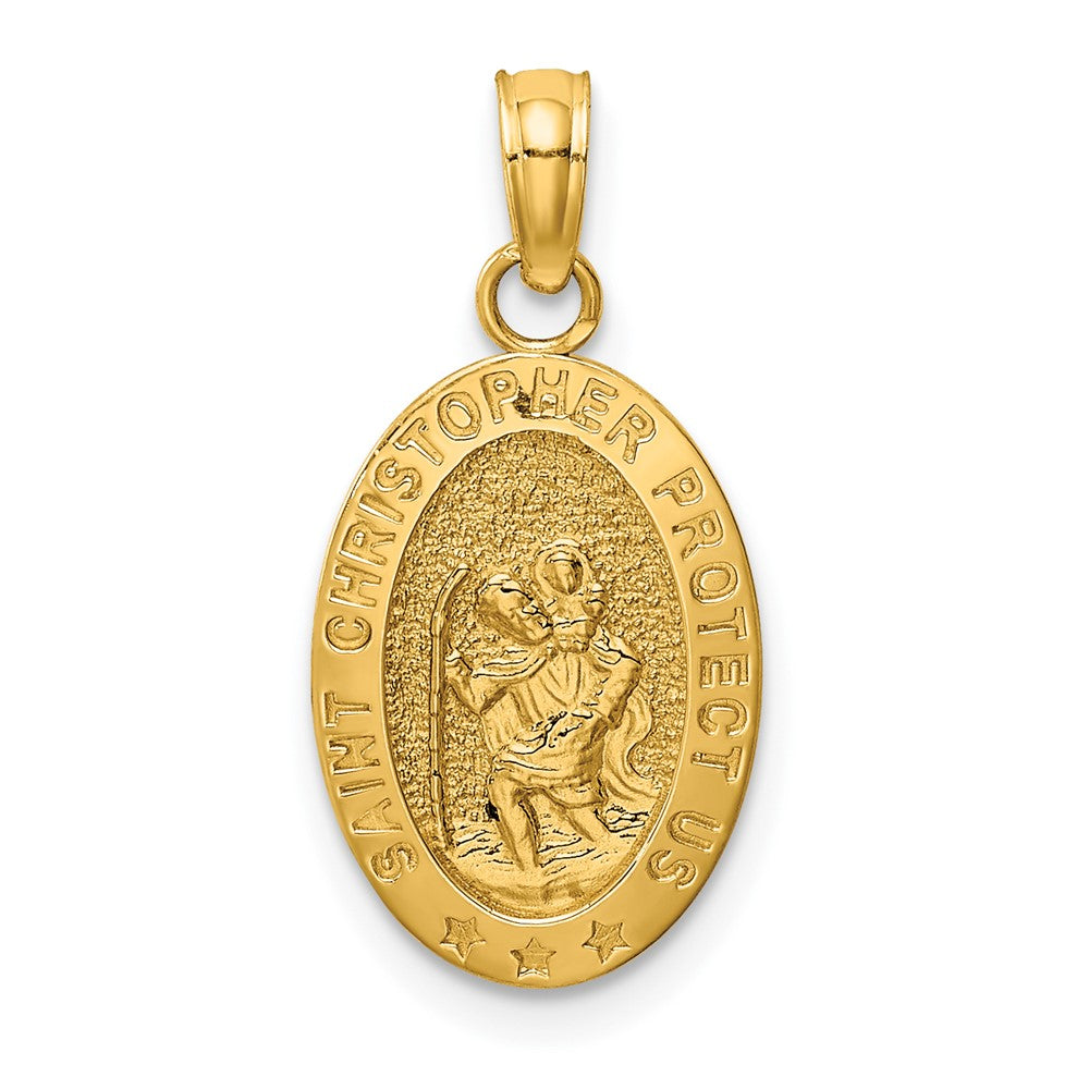 10K / 14K Yellow Gold Saint Christopher Medal Pendant - Product Photo