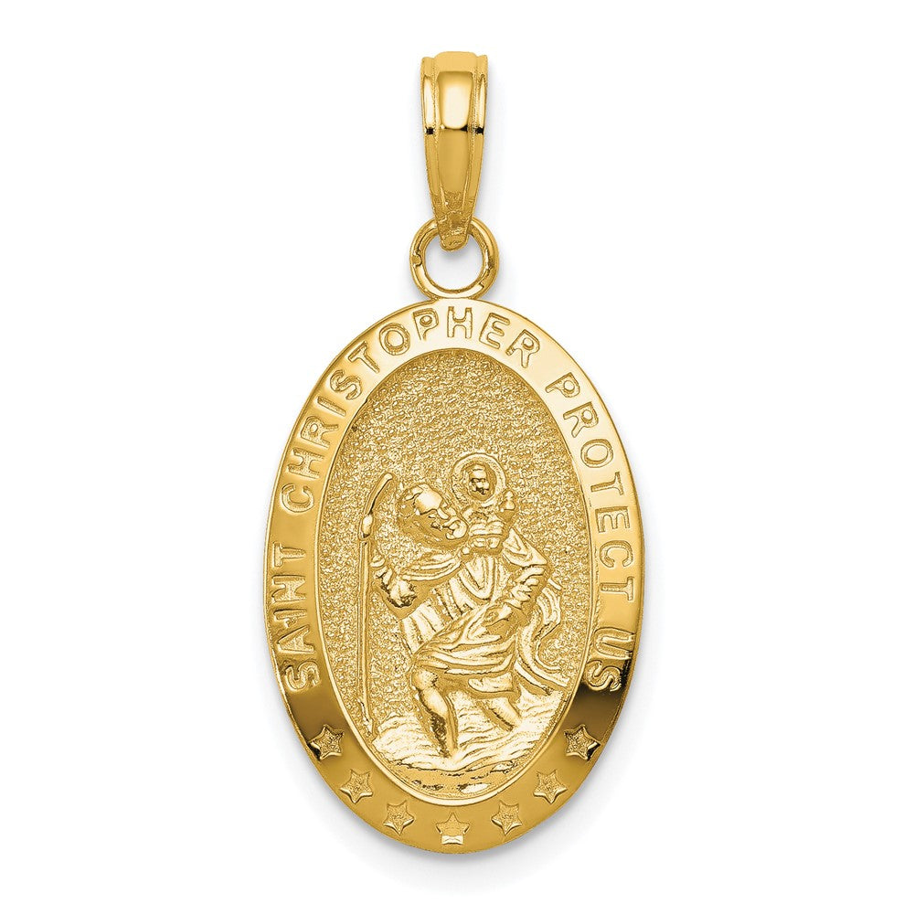 10K / 14K Yellow Gold Saint Christopher Medal Pendant - Product Photo