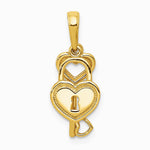 10K / 14K Yellow Gold Polished Heart Key and Heart Lock Charm - Product Photo