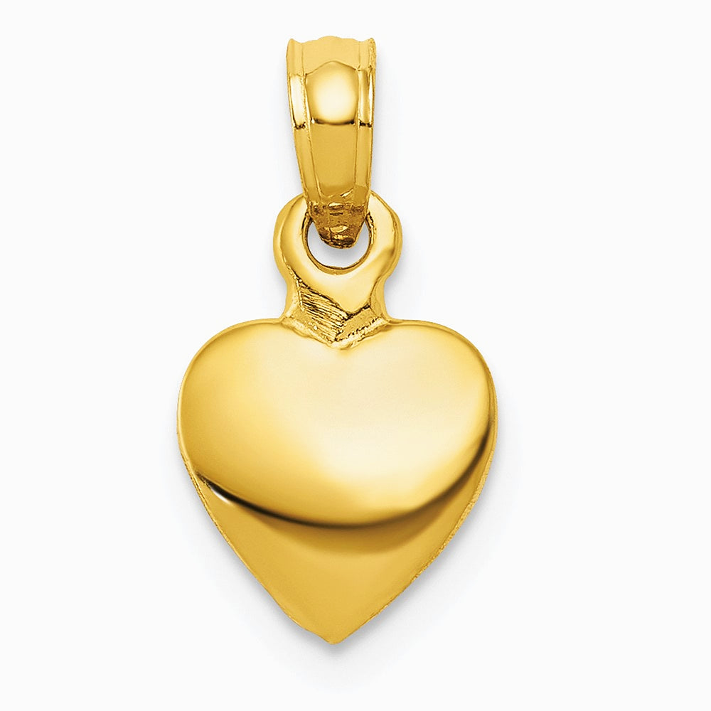 10K / 14K Yellow Gold Polished Solid 3D Heart Pendant