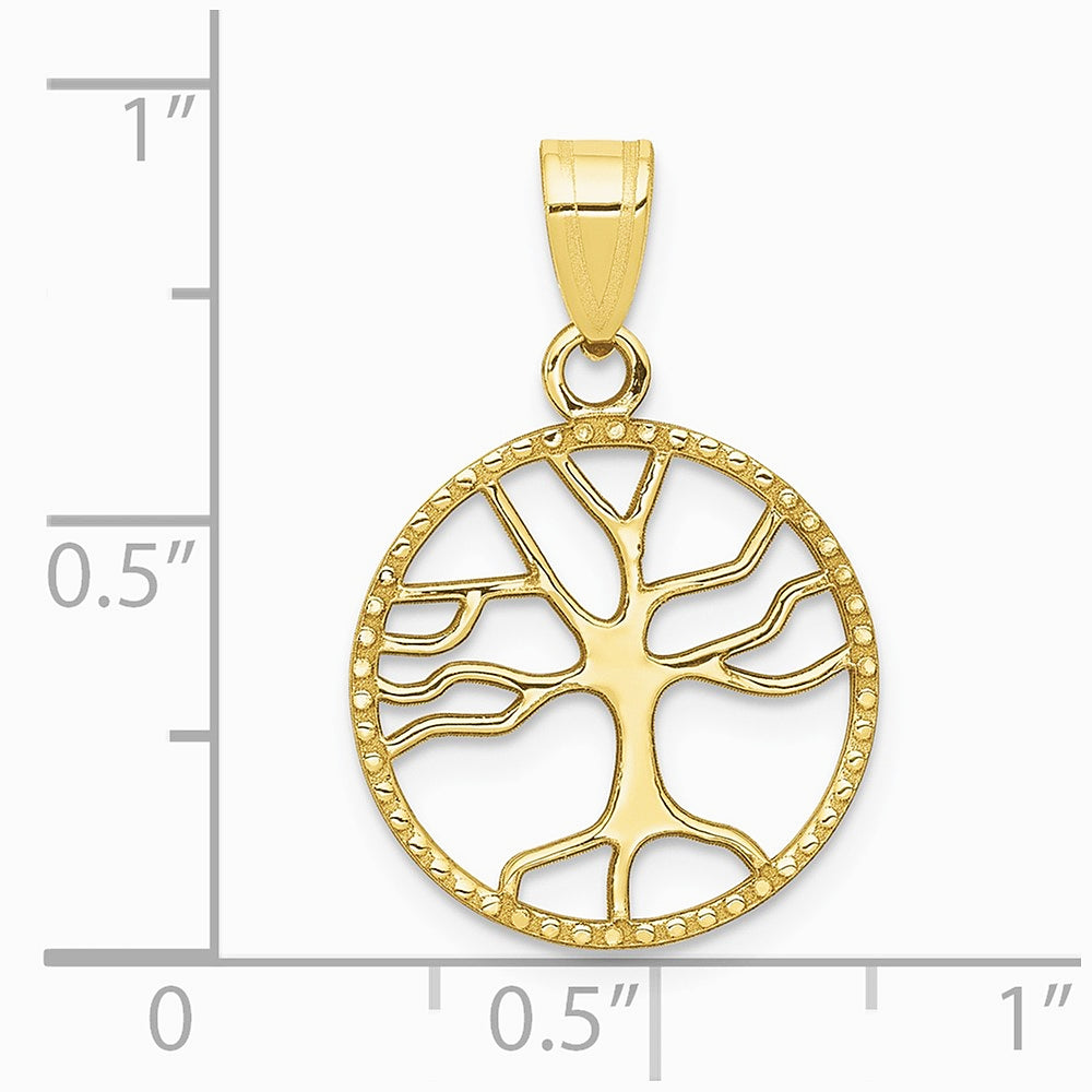 10K / 14K Yellow Gold Gold Polished Small Tree of Life in Round Pendant - Product Photo