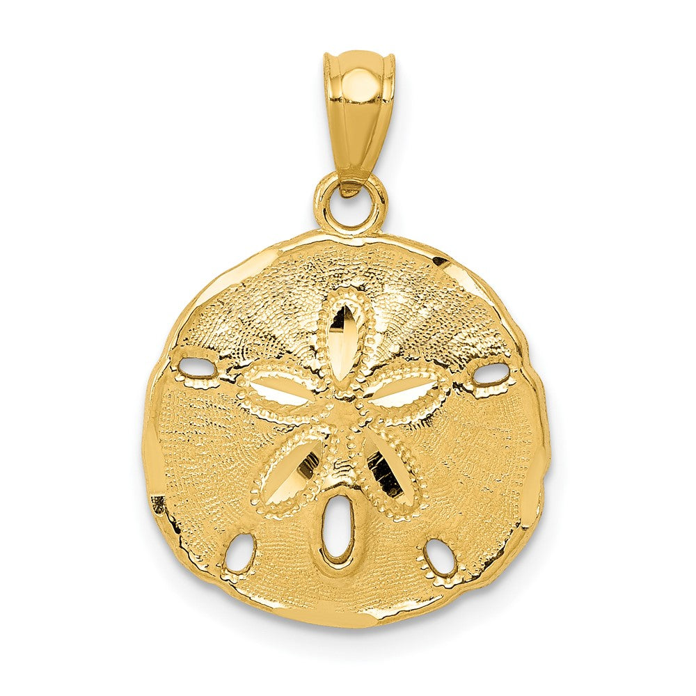 10K / 14K Yellow Gold Gold Polished Large Sand Dollar Pendant - Product Photo
