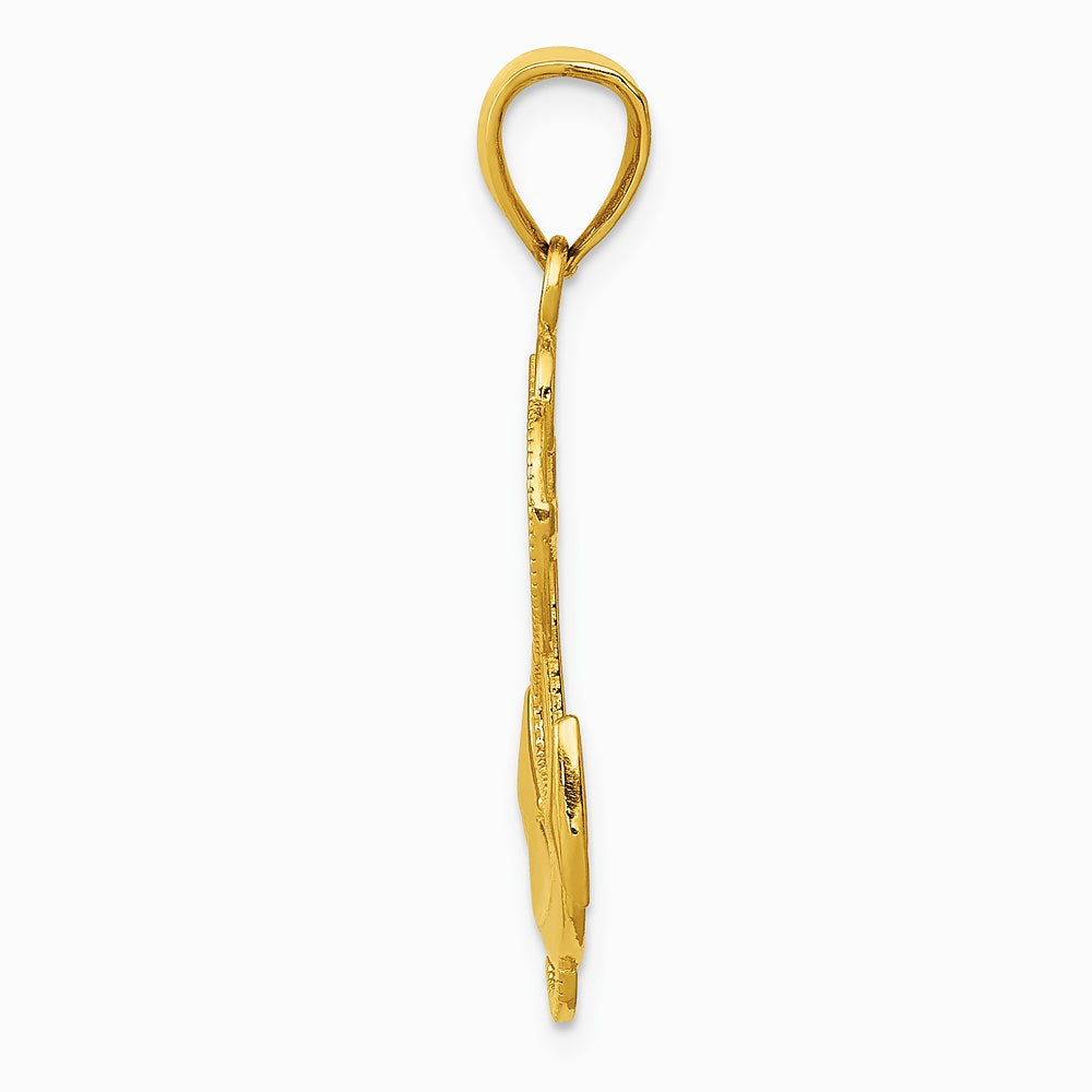 10K / 14K Yellow Gold Polished Anchor with Textured Rope - Product Photo