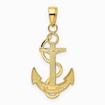 10K / 14K Yellow Gold Polished Anchor with Textured Rope - Product Photo