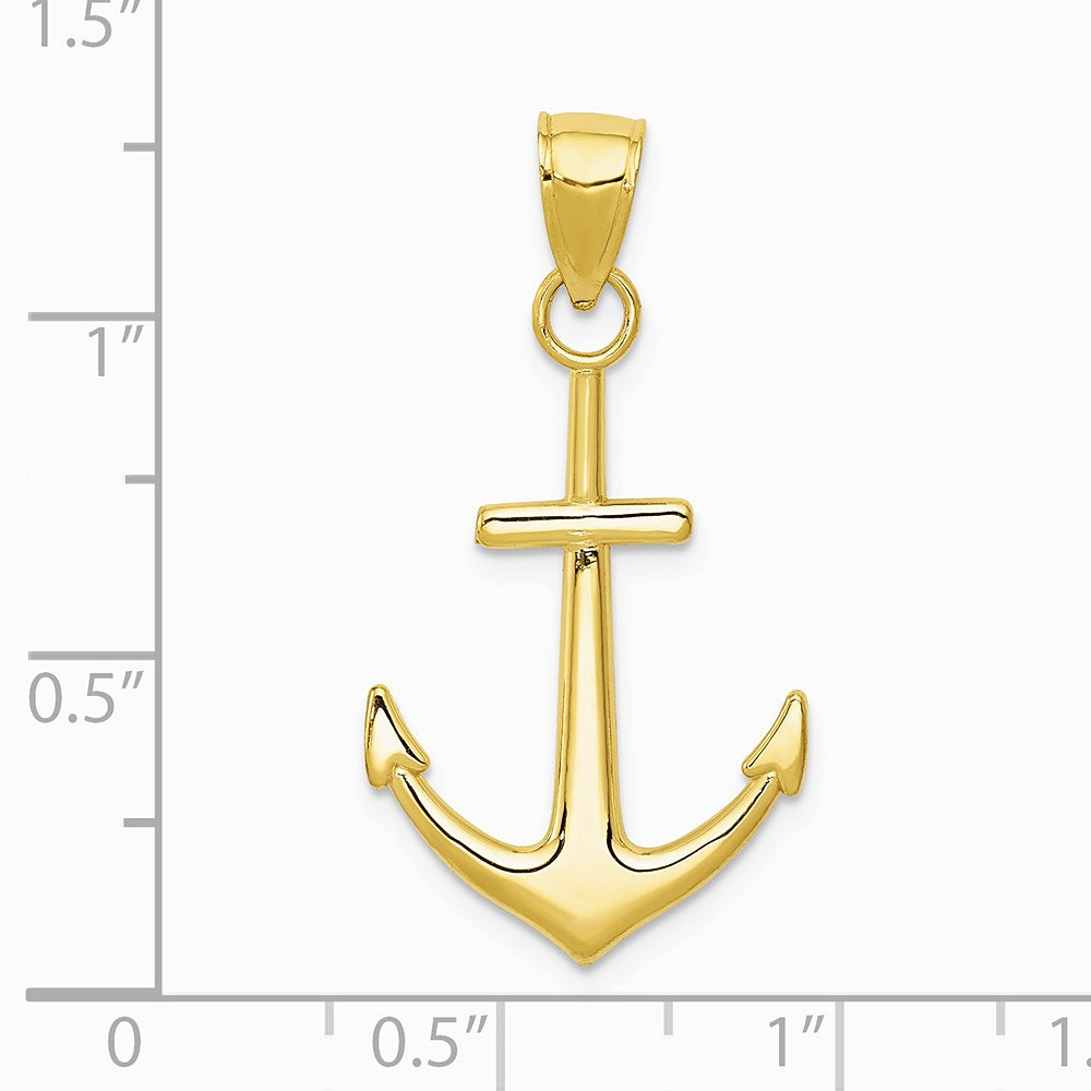 10K / 14K Yellow Gold Gold Polished Anchor Pendant - Product Photo