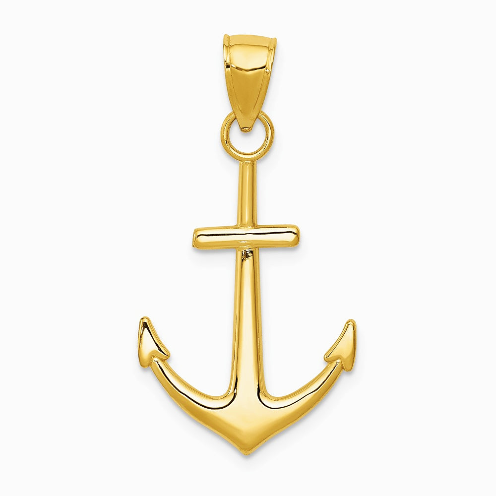 10K / 14K Yellow Gold Gold Polished Anchor Pendant - Product Photo