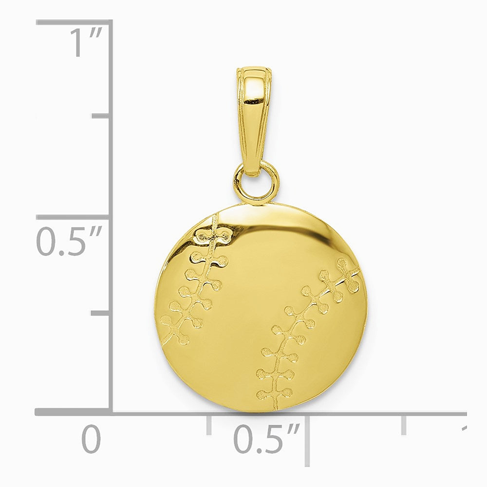 10K / 14K Yellow Gold Gold Polished Baseball Closed Back Pendant - Product Photo