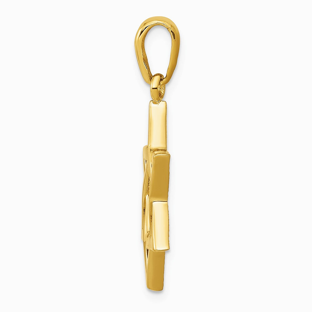 10K / 14K Yellow Gold Star of David Pendant - Product Photo