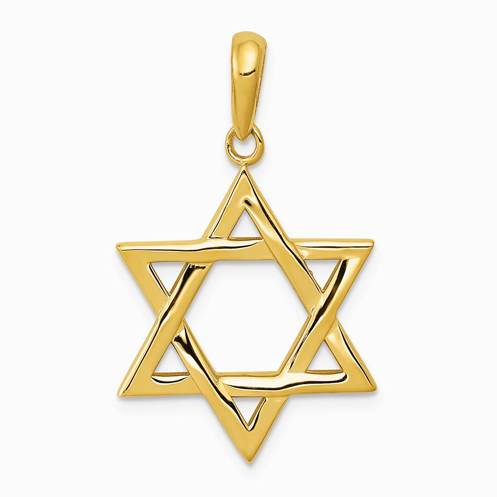10K / 14K Yellow Gold Star of David Pendant - Product Photo