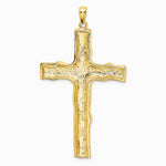 10K / 14K Yellow Gold Large Textured Cross Pendant - Product Photo