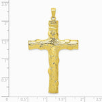 10K / 14K Yellow Gold Large Textured Cross Pendant - Product Photo