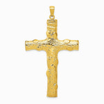 10K / 14K Yellow Gold Large Textured Cross Pendant - Product Photo
