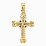 10K / 14K Yellow Gold Gold Polished Textured Cross Pendant - Product Photo
