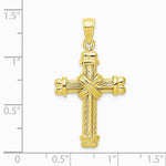 10K / 14K Yellow Gold Gold Polished Textured Cross Pendant - Product Photo
