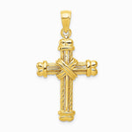 10K / 14K Yellow Gold Gold Polished Textured Cross Pendant - Product Photo