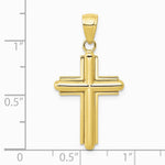 10K / 14K Yellow Gold Gold Polished Beveled Stick Cross W/Frame Pendant - Product Photo