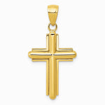 10K / 14K Yellow Gold Gold Polished Beveled Stick Cross W/Frame Pendant - Product Photo